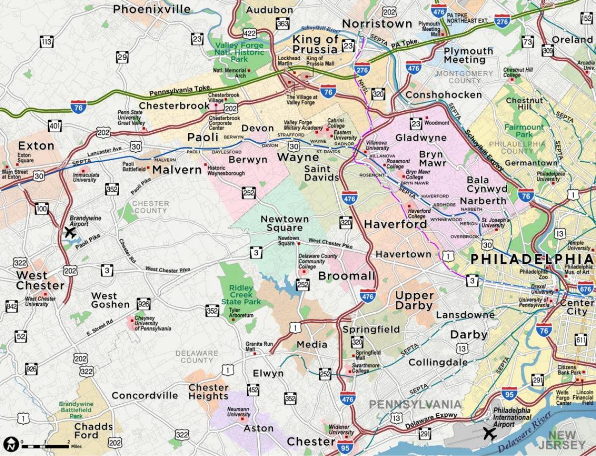 peta jalur utama Philadelphia