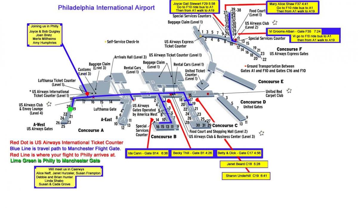 peta bandara Philadelphia